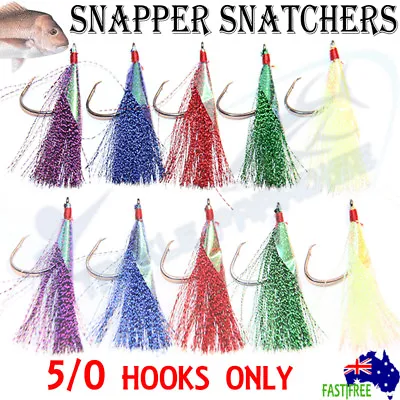 10x 5/0 Snapper Snatchers Flasher Circle Hooks Fishing Flashers Rig Paternoster • $9.95