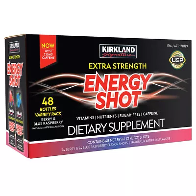 Kirkland Signature Extra Strength Energy Shot 48 Bottles 2 Ounces Each • $57.99