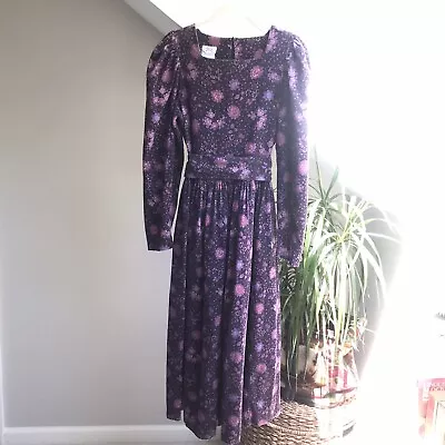 Vintage Laura Ashley Corduroy Purple Dress US 10 Prairie Fairy Cottage • $80