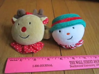 Eden Vintage Plush Snowman Reindeer Christmas Soft Stuffed Wrist Rattles Rudolph • $25.95