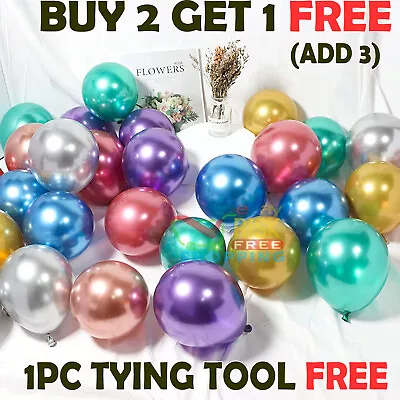 £2.49 • Buy 10-50 CHROME BALLOONS METALLIC LATEX PEARL 10  Helium/Air Wedding Birthday Party