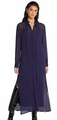 NWT SASS & BIDE Aubergine Onyx Sheer Shirt Dress Size 14/44 $490 NEW Deep Purple • $329.99