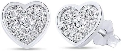 2/7ct Round Cut Lab Created Moissanite Heart Cluster Stud Earrings In 925 Silver • $31.84