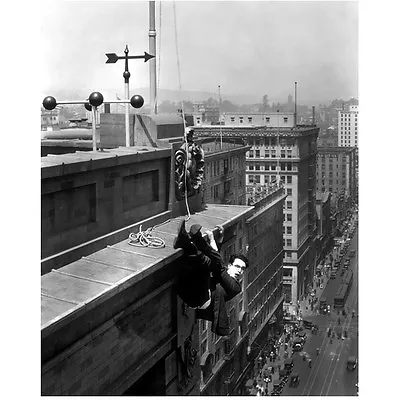 Harold Lloyd Crazy Stunt Hanging From The Top Of City Building 8 X 10 Inch Photo • $8.99