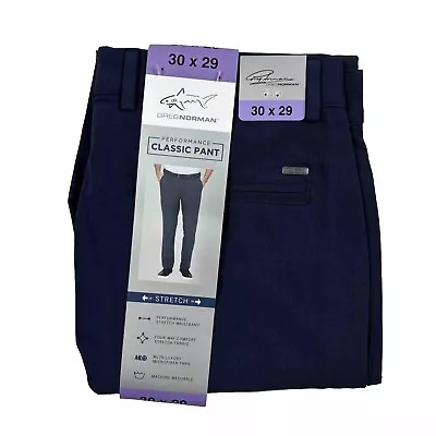 Greg Norman Mens Performance Classic Pant Stretch Waist Golf ML75 Blue 30x29 • $24.99