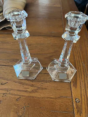 Mikasa Crystal Taper Candlestick Candle Holders 7  Set Of 2 • $4.99