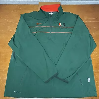 Miami Hurricanes Jacket Mens XL Green Pullover 1/4 Zip Windbreaker Storm Nike • $29.95