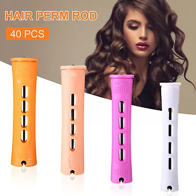 40X 4 Sizes Plastic Hair Perm Rod Hairdressing Styling Curler Rollers Salon Tool • £12.83