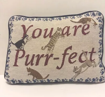 Vintage You Are Purr-fect Cute Cat Paws Woven Tapestry Pillow 13 × 9  • $14.95