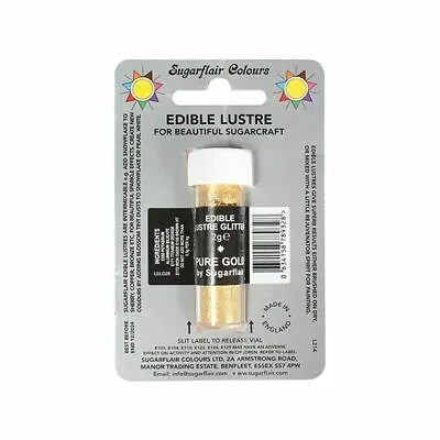 Edible Food Colouring Sugarflair Lustre Glitter Pure Gold Cake Decorating • £4.56