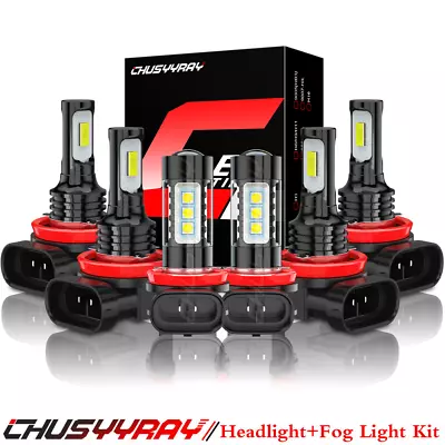 H9+H11+H11 Led Headlight Conversion Bulbs High Low Beam Fog Light Combo Kit • $27.89