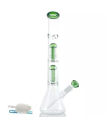 $39.99 • Buy 16in Glass Bong 6mm Thick Heavy Hookah Three Tree Dome Percolator 14mm Bowl