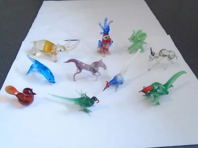£12.99 • Buy Glass Animals Collection Horse Rhino Birds Elephant Dolphin Vintage Coloured Lot