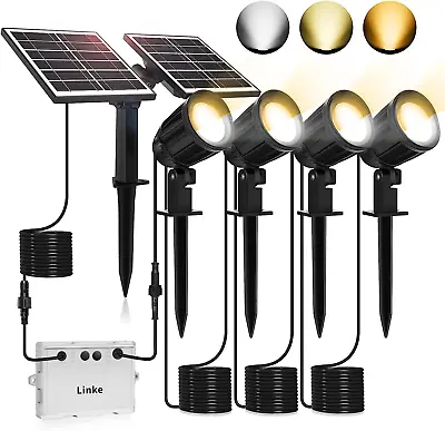 Linke Solar Spot Lights Outdoor Garden 4 In 1 Warm & Cold 3 Color Adjustable • £36.52