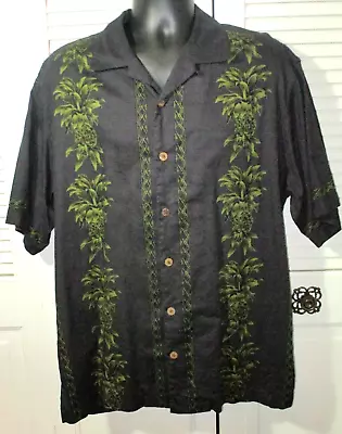 Tommy Bahama Black Hawaiian Pineapple Cotton Shirt Men's M • $18.99