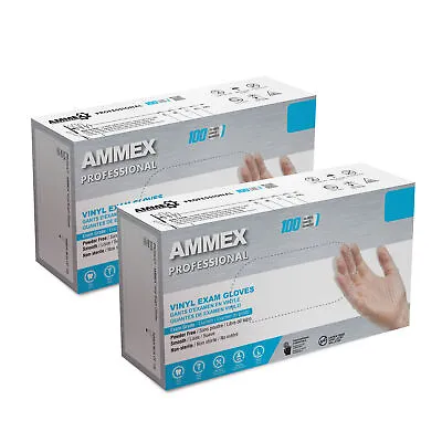 AMMEX Clear Vinyl Disposable Exam Gloves 3 Mil Latex-Free Food-Safe Pack Of 200 • $19.78