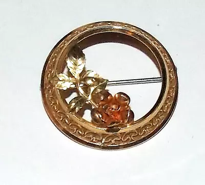 Vintage Krementz Black Hills Flower Leaves Openwork Goldtone Brooch • $6.99