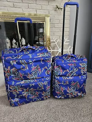 Vera Bradley Luggage Set Purple Paisley Rolling 24  19  Carry On • $225