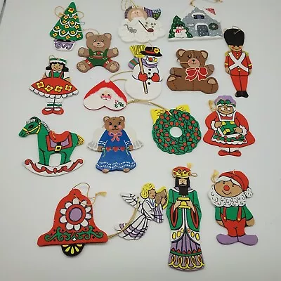 Lot Of Vintage 90's Flat Wooden Hand Painted Christmas Ornaments Santa • $18