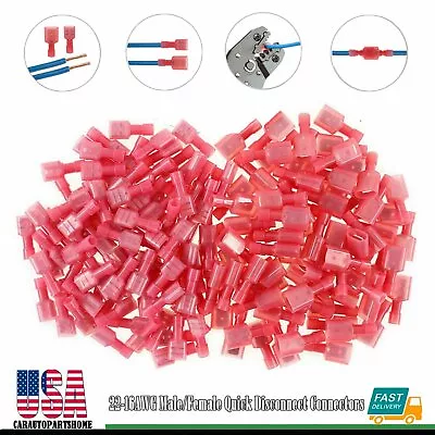 100X Male/Female 22-16 AWG Insulated Wire Terminal Quick Disconnect Connectors • $7.09