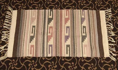 Vintage Mexico Wool Rug Handwoven Table Runner Wall Hanging 44  X 22  Mexican • $14.99