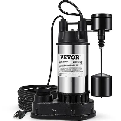 VEVOR 33Ft Sewage Pump 1.5HP Sump Pump 6000GPH Submersible Dirty Water Pump UL • $129.89