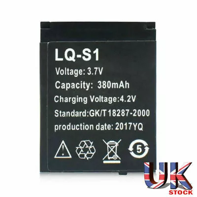 Lq-s1 3.7v 380mah Rechargeable Li-ion Polymer Smart Watch Battery Dz09 Qw09w8 • £7.19