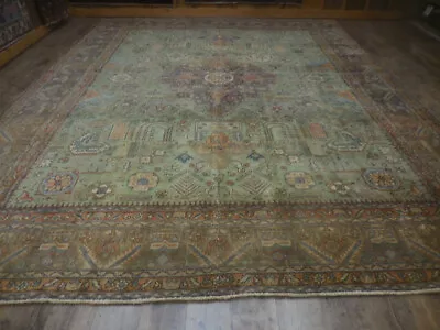 Tribal Geometric Vintage Turkish Rug Farmhouse Handmade Anatolian Rug 9.8x12.5 • $537