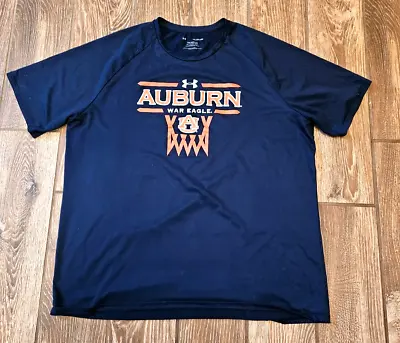 Under Armour Auburn Tigers Basketball Short Sleeve Blue Training Shirt 2XL • $12.99