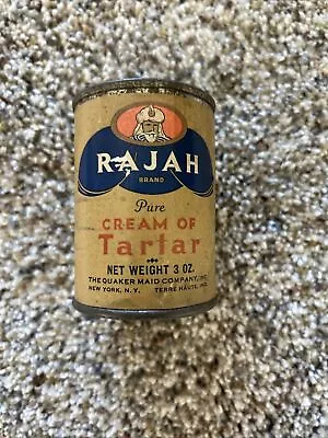 VINTAGE Antique Rajah Cream Of Tartar 3 Oz Tin Can New York Ny Terre Haute Ind • $10