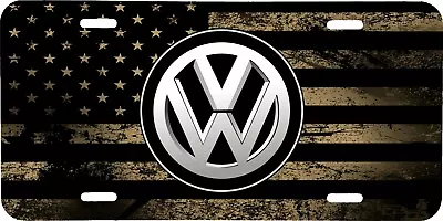 Volkswagen Black Logo Tan American Flag Vehicle License Plate Auto Car Tag • $19.95