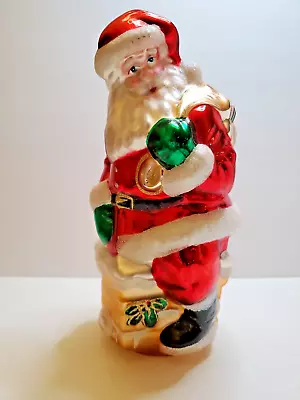 Vtg Mercury Glass Christmas Santa Toy Sack Climbing In Chimney Figurine 10.5  • $19.99