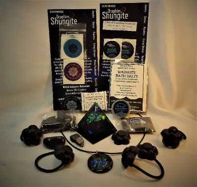 SHUNGITE DELUXE KIT: Pendant/Pyramid/Stickers/Balm/Stones/magnets/water Toggles+ • $112.05