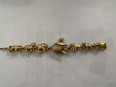A.J.C-Baby Bracelet-Noahs Ark-Gold Plated-Animals 2 By 2 With Ark In Center-cute • $15
