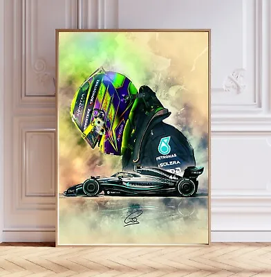 Lewis Hamilton 2024 F1 Poster Print Signed Reproduction Formula One Wall Art • £14.99