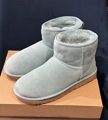 UGG Women Classic Mini Genuine Shearling Lined Boot Light Blue Size US 9 • $74.89