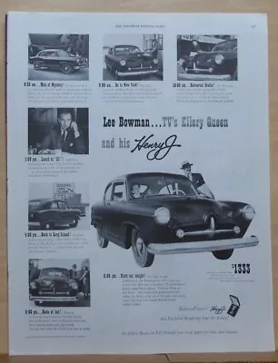 1951 Magazine Ad For Kaiser-Frazer - TV's  Ellery Queen Star Drives A Henry J • $4.95