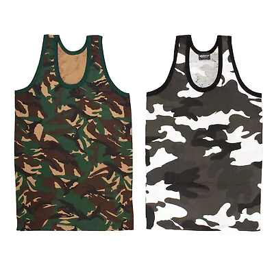 Camo Vest Army Combat Military Sleeveless Singlet Shirt Summer Top Urban DPM • £9.50