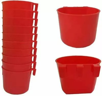 10x Cage Cups Cup Hanging Water Feed Poultry Gamefowl Rabbit Chicken 8/16 Fl. Oz • £20.36