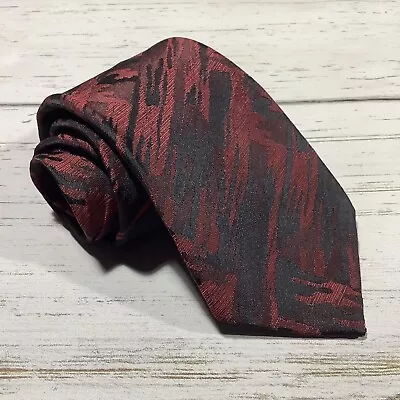 Pierre Jacques Red Abstract Camo Polyester Tie Made In USA 3.5W 56L • $8.46