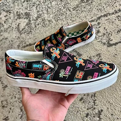 VANS Men's Classic Market Slip On Skate Sneakers NEON NIGHTS New Multiple Sizes • $31.58