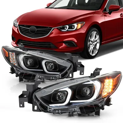 For 14-17 Mazda Mazda6 BLACK LED Plasma Tube DRL Projector Headlight L+R Lamp • $318.78