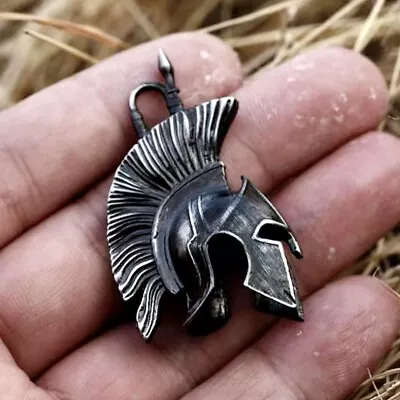 Black Spartan Helmet Pendant Necklace For Men Punk Rock Jewelry Stainless Steel • $11.99