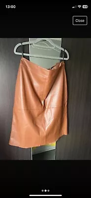 Dorothy Perkins Faux Leather Tan Skirt Size 14 • £0.99