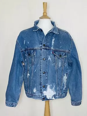 Levi’s 70503 Vintage Jacket XL Blue Wash Denim Distressed Trucker Men’s • £25