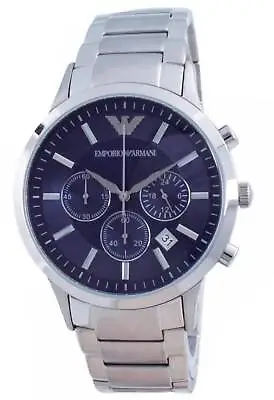 Emporio Armani Renato Classic Chronograph Blue Dial Quartz AR2448 Men's Watch • $333.49