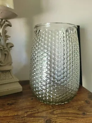 $27.89 • Buy Vintage Large Glass Honeycomb Dots Centerpiece Candle Holder / Retro Vase 