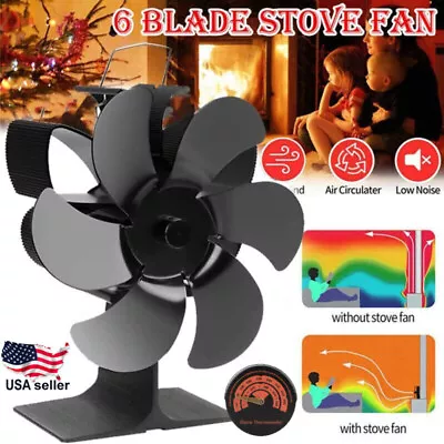 Wood Stove Fan Heat Powered Eco Fireplace Fan 6-Blades Wood Stove Fan Heat Air • $23.99