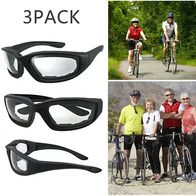 Motorcycle Padded Foam Wind Resistant Riding Glasses Sunglasses Clear Flash Lens • $9.79