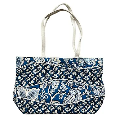 Vera Bradley Making Waves Tote In Blue Lagoon Large White Vinyl Handles • $19.99